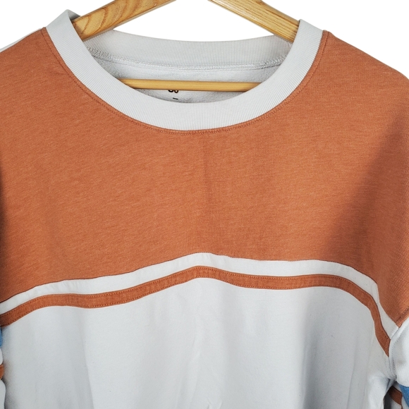 SO Lounge Life Cropped Sweatshirt - Brown, White, and Blue. LG. E0075 - Picture 2 of 8